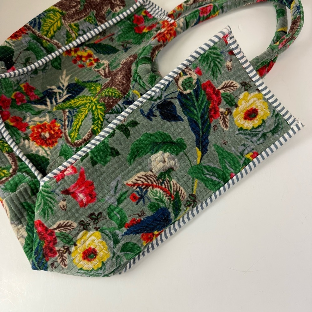 Monkey Print Bag Tote Bag Market Bag Velvet Bag Quilted Bags Multicolor - Picture 3 of 13